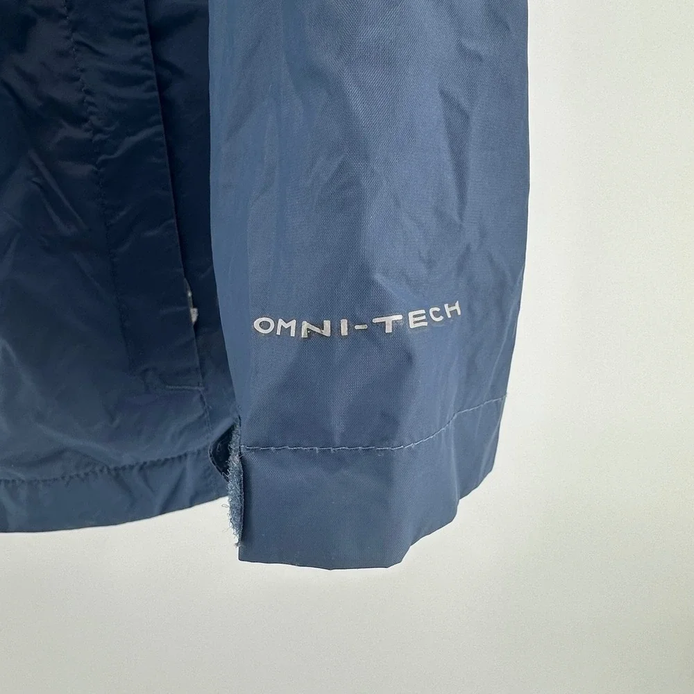 Columbia Boys Blue Omni-Tech Waterproof Rain Jacket Hooded Shell  Size M 10/12